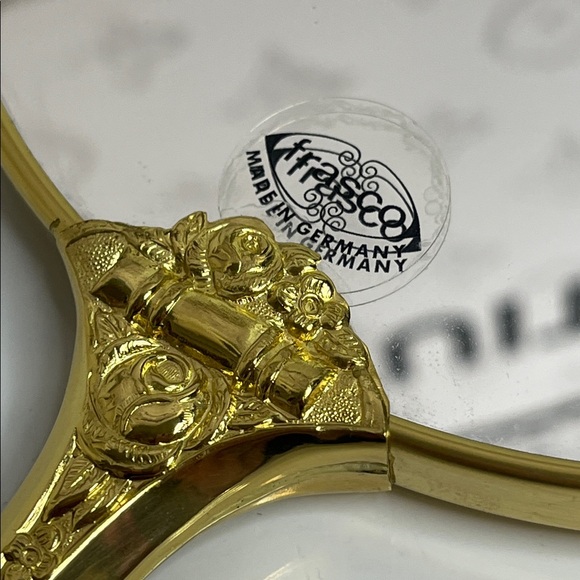 Elegant Goldtone Handheld Vanity Mirror - Picture 3 of 7